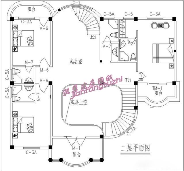 給大家推薦1款三層帶車庫(kù)，樓中樓復(fù)式別墅設(shè)計(jì)圖，實(shí)用性強(qiáng)復(fù)式宮廷風(fēng)