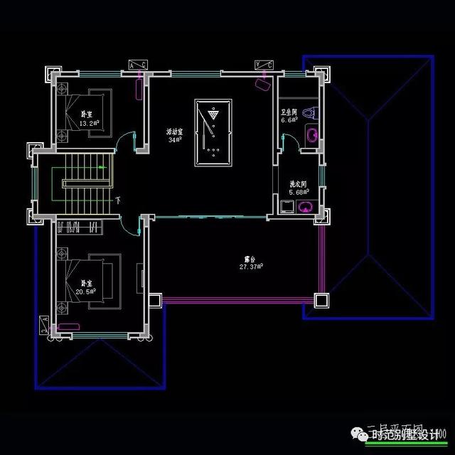 帶車庫和書房的三層復(fù)式別墅設(shè)計(jì)圖，歐式風(fēng)格適合農(nóng)村自建