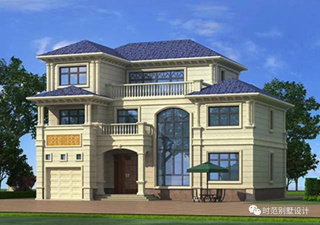 帶車庫和書房的三層復(fù)式別墅設(shè)計(jì)圖，歐式風(fēng)格適合農(nóng)村自建