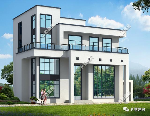 這樣的自建房別墅夠豪氣嗎，占地面積小，但是住房總面積會大很多。