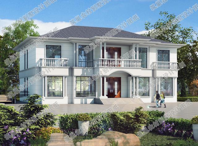 新出45萬二層農(nóng)村別墅全套施工效果圖， 清新明亮，戶型開間較大，方便現(xiàn)代人的生活。