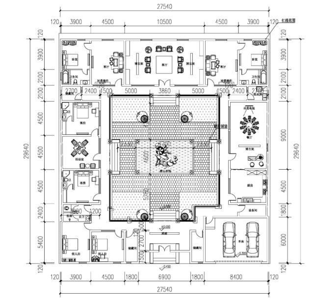 新型四合院設(shè)計(jì)圖，占地800平米，到處透著古香古色，陽光照進(jìn)走廊讓四合院冬暖夏涼住著非常舒服。