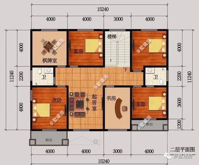農(nóng)村二層別墅設(shè)計(jì)圖，棋牌室大陽臺(tái)閑暇時(shí)可以打牌種植花草，建上一套，與家人一起，過慢節(jié)奏的生活！