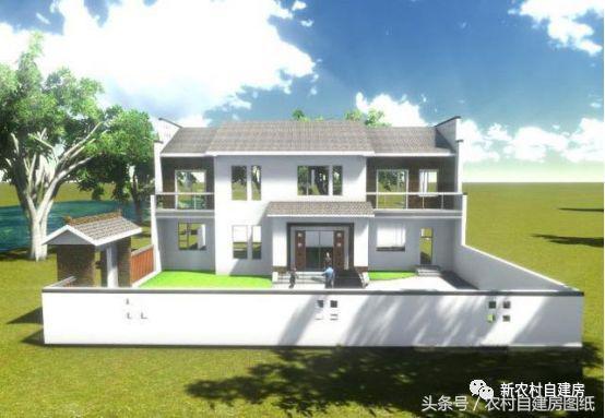 占地18×11米簡(jiǎn)樸二層別墅設(shè)計(jì)圖，帶院子，大有采菊東籬下，悠然見(jiàn)南山的閑適愜意