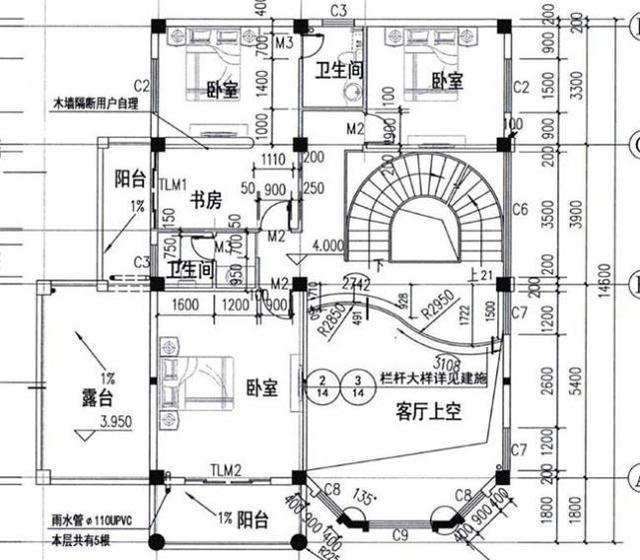 13×15米三層框架結(jié)構(gòu)別墅設(shè)計(jì)施工效果圖，帶挑空客廳，十分華麗氣派