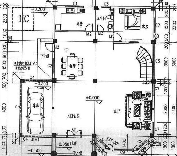 13×15米三層框架結(jié)構(gòu)別墅設(shè)計(jì)施工效果圖，帶挑空客廳，十分華麗氣派