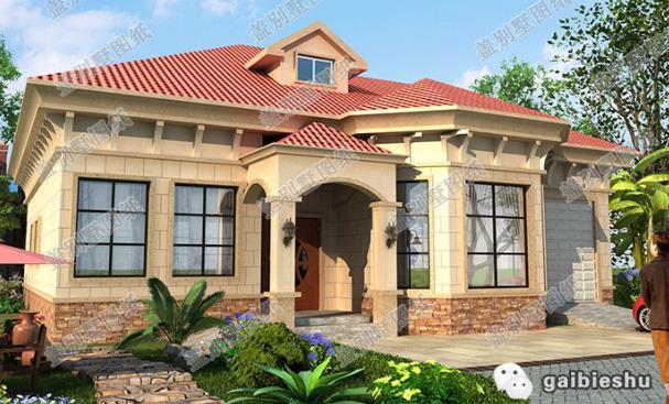 一層帶閣樓層農(nóng)村房屋設(shè)計(jì)圖，開(kāi)間進(jìn)深16.2米×15.2米，造價(jià)30萬(wàn)以內(nèi)