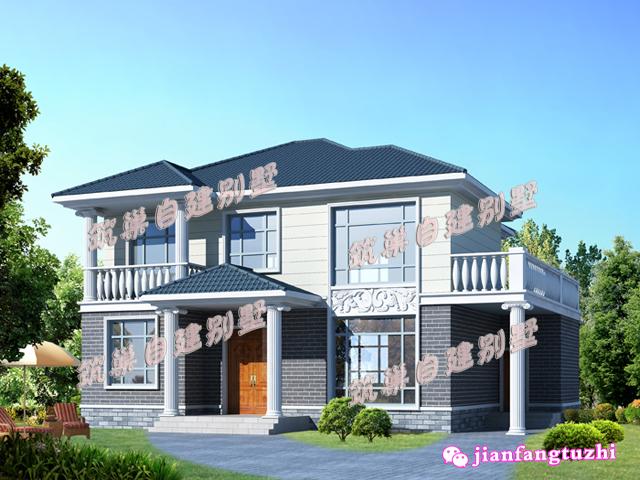 開間進深15x12米半旋轉(zhuǎn)樓梯二層農(nóng)村自建別墅設(shè)計圖，造價經(jīng)濟，居住舒適