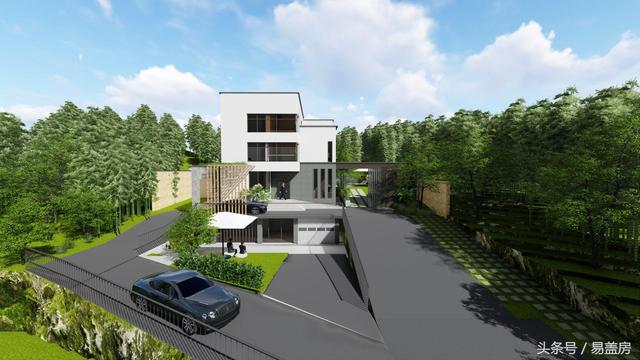 四層豪華現(xiàn)代別墅設(shè)計(jì)圖，框架結(jié)構(gòu)，主體造價(jià)65萬左右