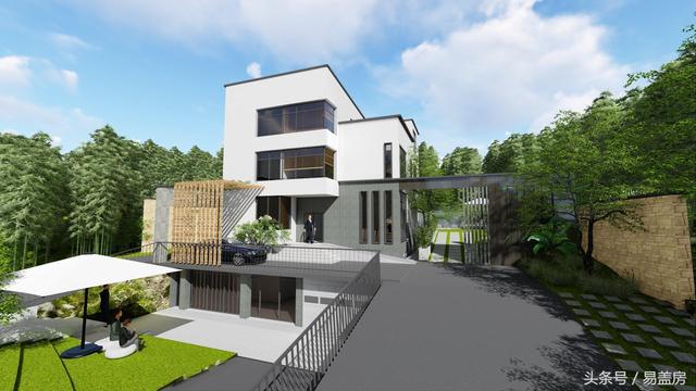 四層豪華現(xiàn)代別墅設(shè)計(jì)圖，框架結(jié)構(gòu)，主體造價(jià)65萬左右