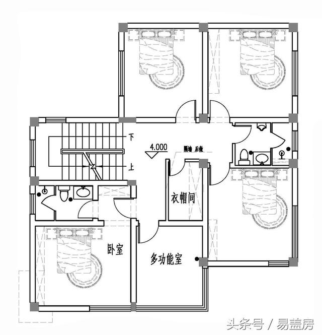 四層豪華現(xiàn)代別墅設(shè)計(jì)圖，框架結(jié)構(gòu)，主體造價(jià)65萬左右