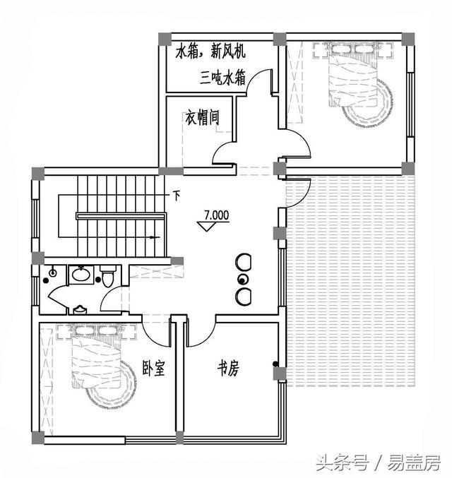 四層豪華現(xiàn)代別墅設(shè)計(jì)圖，框架結(jié)構(gòu)，主體造價(jià)65萬左右