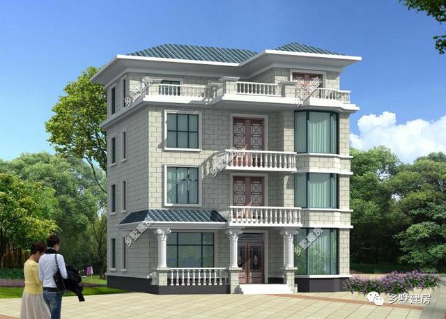 這棟平屋頂簡約田園風(fēng)別墅設(shè)計(jì)圖，多臥室，多套房，還帶大院子