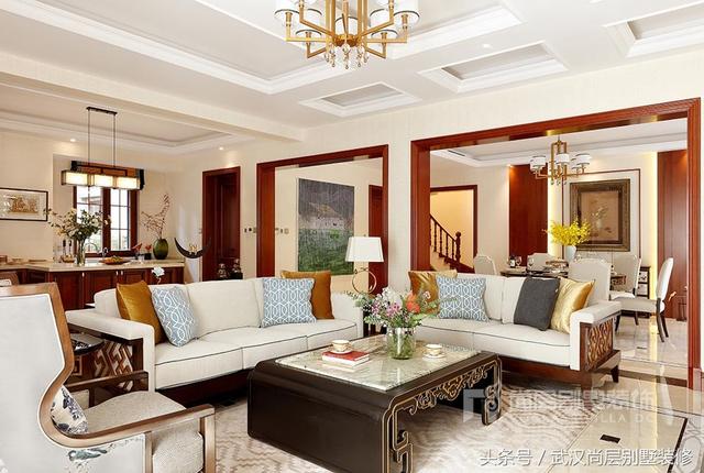 500平新中式風(fēng)格別墅裝修設(shè)計(jì)案例-打造出如出水芙蓉般的新中式靜雅空間