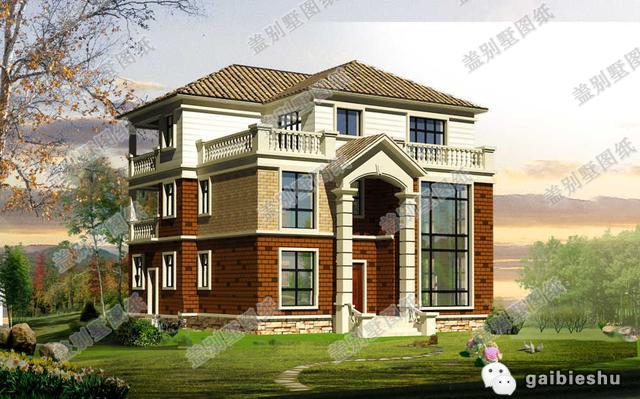 14×13米三層農村別墅設計圖，帶堂屋+雙露臺，主體造價大概42萬左右。