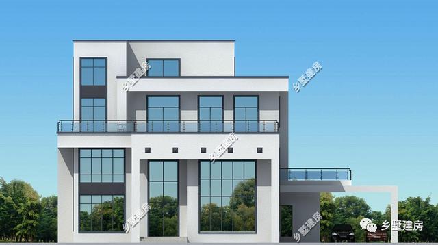 四層農(nóng)村自建別墅設(shè)計(jì)圖，外觀造型簡約大氣，外觀造型覺得令你贊嘆不覺。