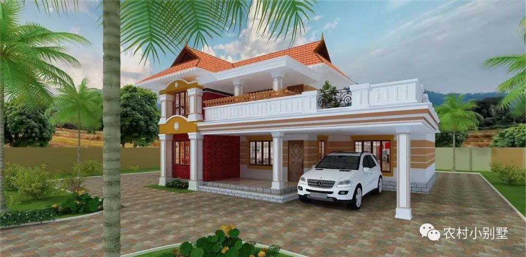 11.6x9米二層現(xiàn)代小別墅圖，帶開放式車庫(kù)和大露臺(tái)