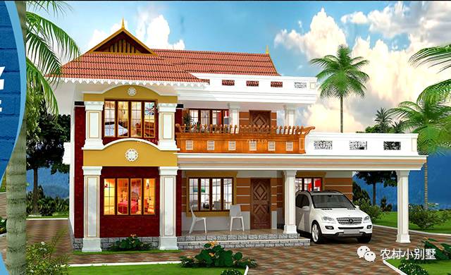 11.6x9米二層現(xiàn)代小別墅圖，帶開放式車庫(kù)和大露臺(tái)