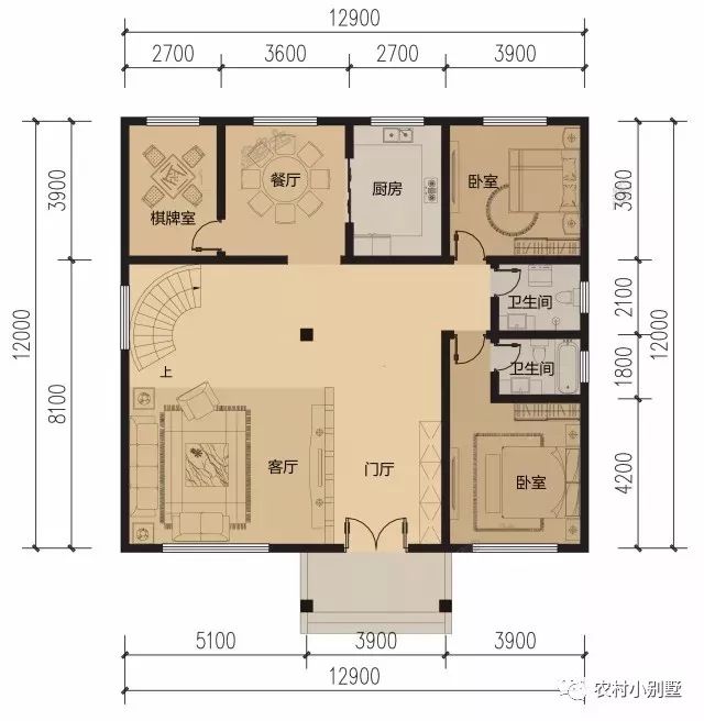 13x12米三層農(nóng)村墅復(fù)式別墅圖，戶型實(shí)用，30萬(wàn)可建主體