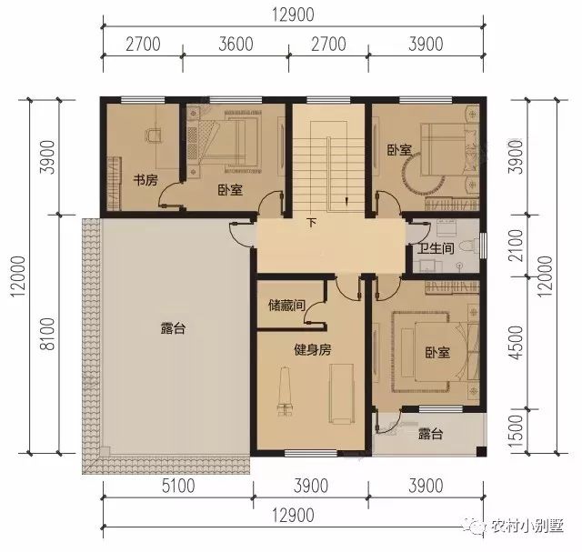 13x12米三層農(nóng)村墅復(fù)式別墅圖，戶型實(shí)用，30萬(wàn)可建主體