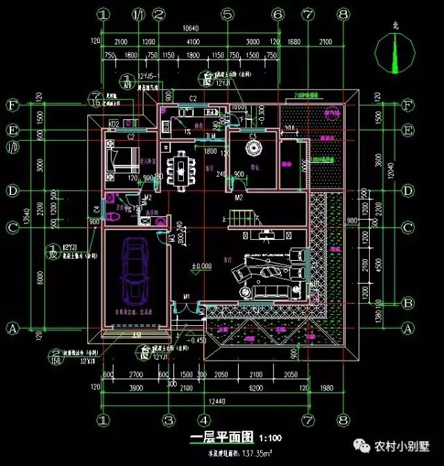 12.4x12米二層新農(nóng)村住宅設(shè)計圖，屋頂帶太陽能板