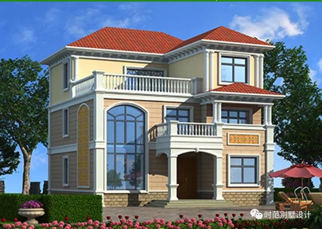 12X12米三層歐式別墅設(shè)計圖，帶大露臺，外形美觀漂亮，很適合在農(nóng)村建。