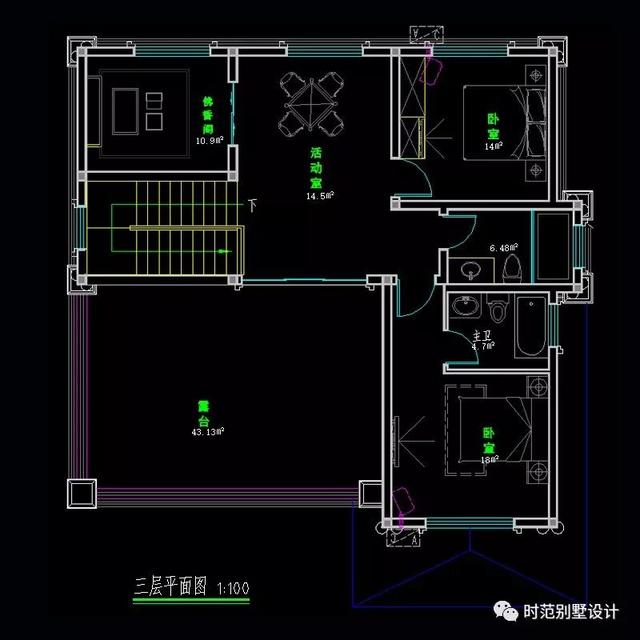 12X12米三層歐式別墅設(shè)計圖，帶大露臺，外形美觀漂亮，很適合在農(nóng)村建。