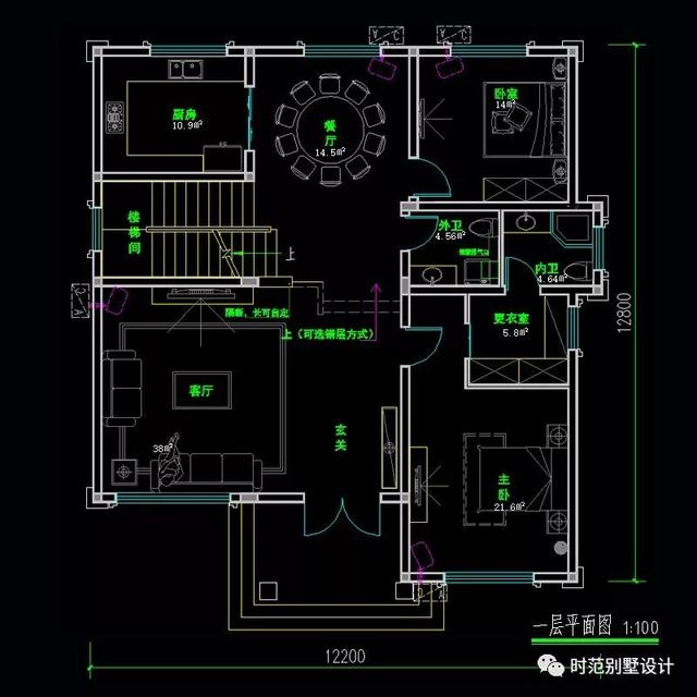 12X12米三層歐式別墅設(shè)計圖，帶大露臺，外形美觀漂亮，很適合在農(nóng)村建。