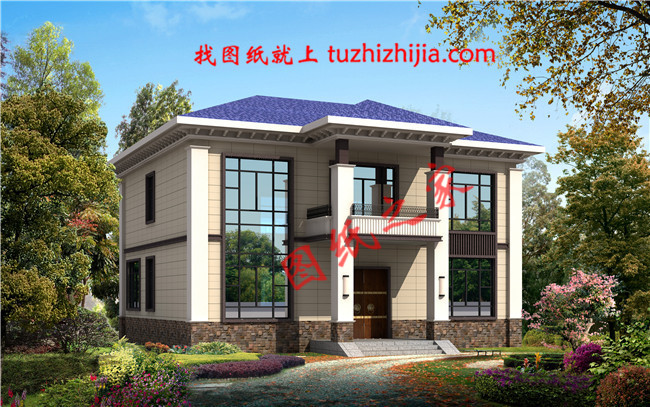 新中式農(nóng)村自建二層別墅設(shè)計圖，占地160平米左右，客廳中空