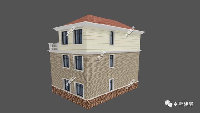 12x10米田園風(fēng)三層農(nóng)村別墅設(shè)計圖，帶大露臺，低調(diào)奢華。