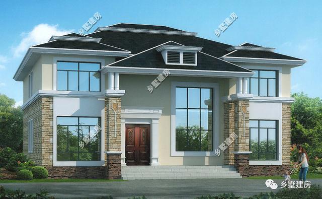 12x10米田園風(fēng)三層農(nóng)村別墅設(shè)計圖，帶大露臺，低調(diào)奢華。