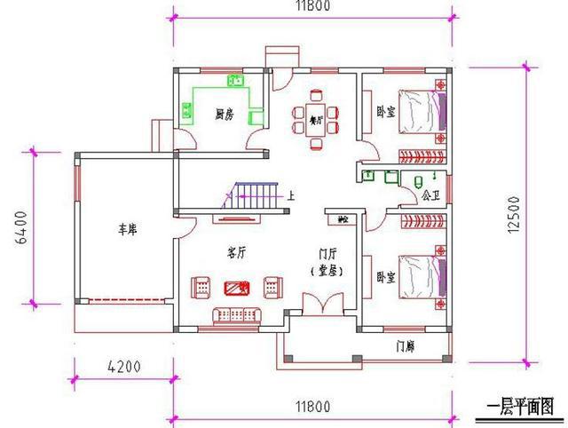 16×13米二層農(nóng)村別墅設(shè)計圖，帶露臺+車庫，主體造價大概35萬。