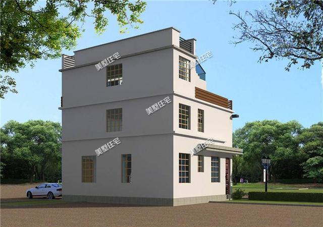 占地88平的三層半簡歐風農(nóng)村自建房，帶車庫和大露臺，功能特別全。