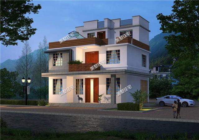 占地88平的三層半簡歐風農(nóng)村自建房，帶車庫和大露臺，功能特別全。