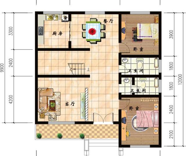 3廳5臥二層高檔別墅設計圖，簡約大氣，主體造價大概25萬。