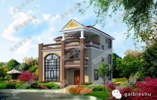 三層農(nóng)村別墅設(shè)計(jì)圖，帶挑空客廳，布局空間合理，造價(jià)40萬以內(nèi)。