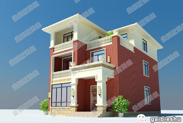 占地面積129㎡的三層別墅設(shè)計(jì)圖，帶堂屋，既漂亮又實(shí)用。