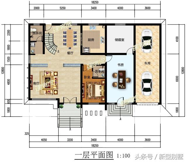 帶車庫的農(nóng)村二層小別墅設計圖，占地面積215平方米，簡約美觀，建在鄉(xiāng)下最好不過了。