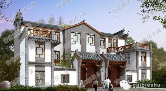 經(jīng)典中式風(fēng)的雙拼三層別墅設(shè)計(jì)圖，主體造價(jià)大概70萬(wàn)。