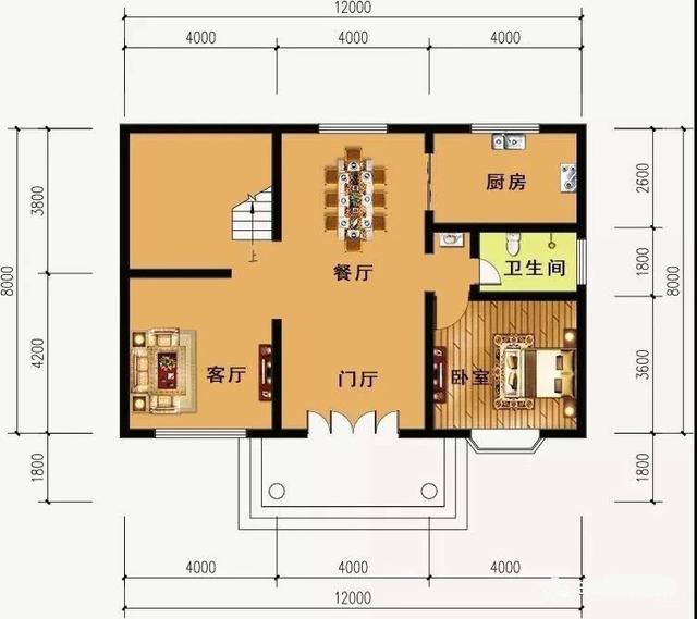冬暖夏涼安全舒適的田園二層別墅設(shè)計(jì)圖，占地面積96㎡，造價(jià)17萬(wàn)。