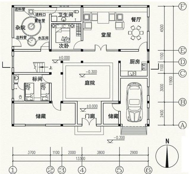 13.3X11.9米中式二層別墅設(shè)計圖，帶車庫，想必會勾起你對家鄉(xiāng)的思念。
