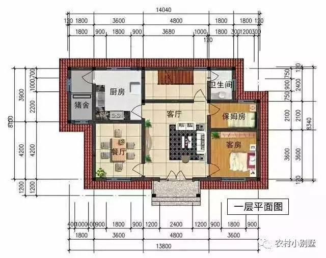 14.04米*8.34米三層新農(nóng)村房屋設(shè)計圖，很適合農(nóng)村