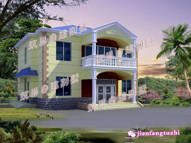 14x14米二層農(nóng)村別墅設(shè)計圖，戶型溫馨清新明亮，10室2廳，適合人多的大家庭居住。