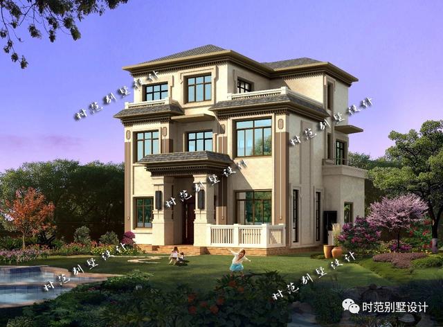 12X13米新中式三層別墅設(shè)計(jì)圖，大氣美觀，非常適合農(nóng)村建造。