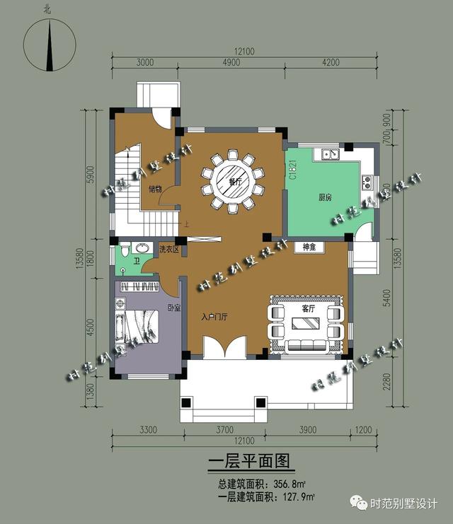 12X13米新中式三層別墅設(shè)計(jì)圖，大氣美觀，非常適合農(nóng)村建造。
