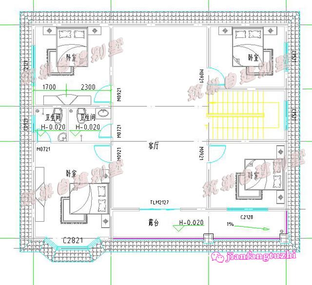 二層農(nóng)村別墅設(shè)計(jì)圖，帶飄窗設(shè)計(jì)，占地153平方米，造價(jià)30萬(wàn)以內(nèi)。