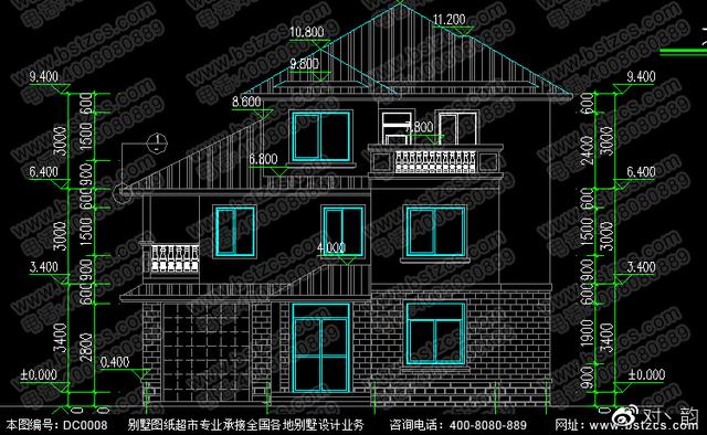 三層農(nóng)村別墅設(shè)計圖，多露臺，帶設(shè)計效果圖和施工圖。