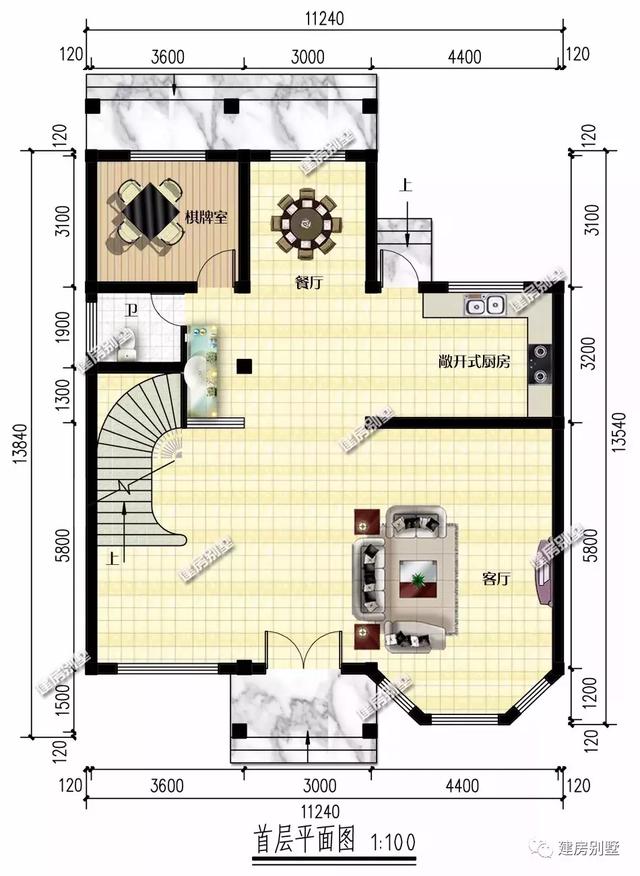 11.2×13.8米二層農(nóng)村別墅設(shè)計圖，造價不高，外觀這般美，對于小家庭來說最合適不過的了。