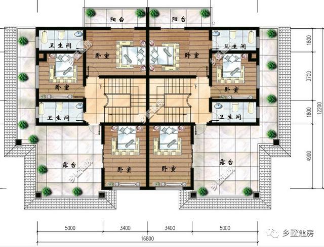 兩套雙拼農(nóng)村別墅設(shè)計(jì)圖，一棟是三層的，一棟是二層帶閣樓的，你更中意哪一款呢？