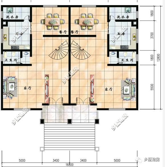 兩套雙拼農(nóng)村別墅設(shè)計(jì)圖，一棟是三層的，一棟是二層帶閣樓的，你更中意哪一款呢？